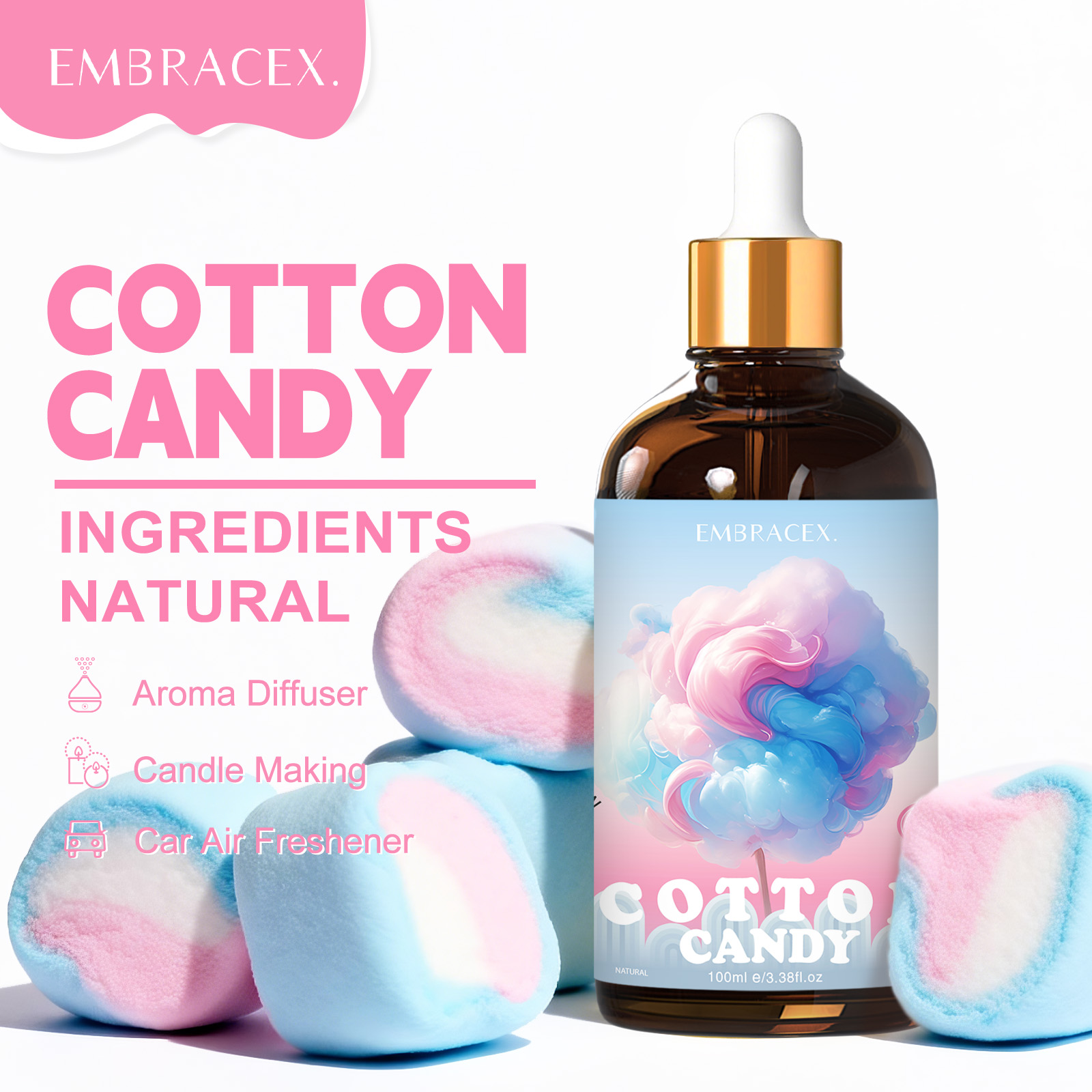 Perfume Fragrance Oil - 100ml コットンキャンディフレグランスオイル ディフューザー キャンドル作り 友人へのギフト スイートな香りのリードディフューザーオイル